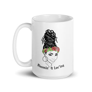 Bloomin' & Loc'ing White glossy mug