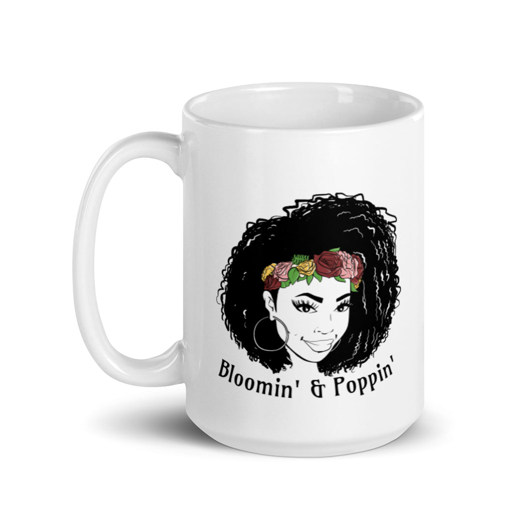 Bloomin' & Poppin' - White glossy mug